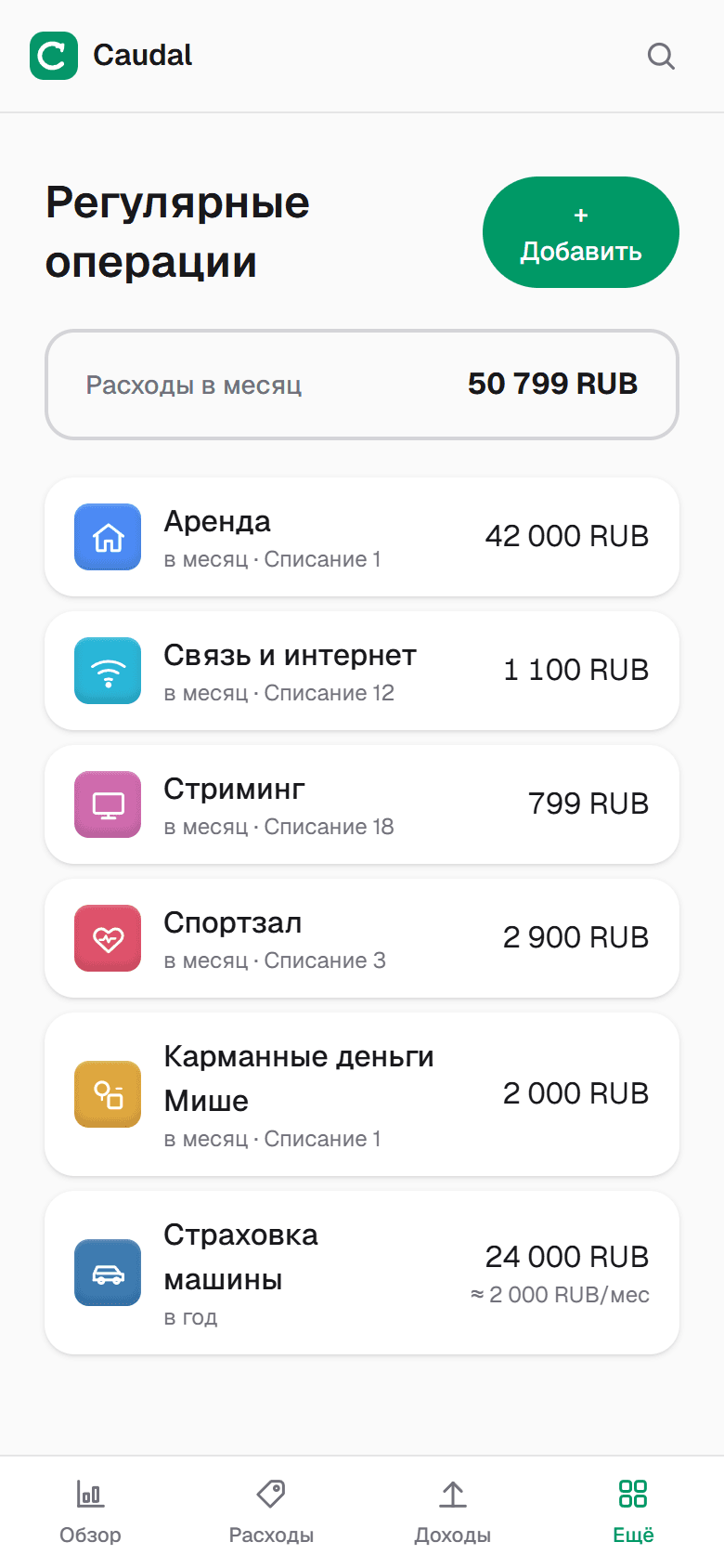 Коммунальные платежи как регулярные, с днём оплаты